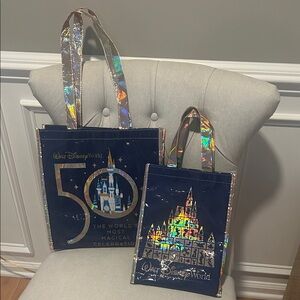 Disney Holographic Tote Bag Set - Navy and Silver